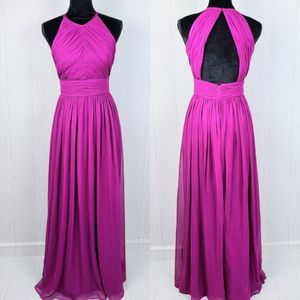 Dessy Collection Bridesmaid Dress Wild Berry Purple Chiffon Prom Dress